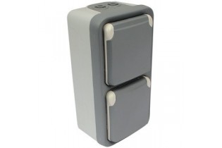 Legrand Plexo™ 55 étanche, app., compl. prise Schuko double,vertical, IP44,gris