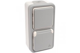 Legrand Plexo™ 55 étanche, app., compl. off/inv.+prise Schuko,vertical, IP44 pas cher