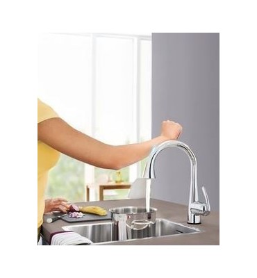 GROHE Zedra Mitigeur évier monocommandé avec douchette extractible,inox,32294SD0