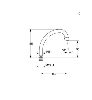 Bec orientable GROHE, chromé, 13072000 saillie 140 mm, pour série Costa