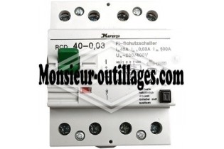 Interrupteur différentiel Kopp 4 modules 4 pôles 40/0,03 A, 230V AC,VDE