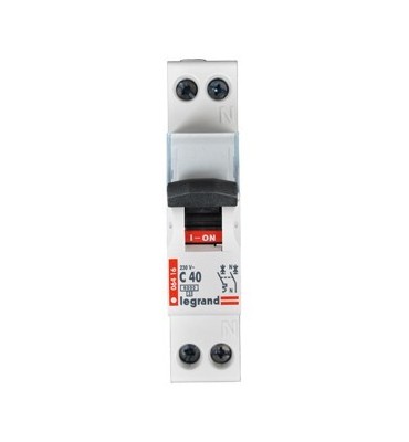 Disjoncteur Legrand 40A courbe C 1 pôle+N 6kA, 1 module