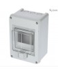 Coffret apparent étanche,jusqu'à 4 mod. 1 rangée, bornes PE/N, IP55