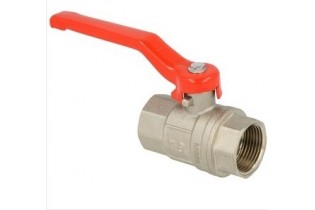 Robinet à bille en laiton 1/2" FF/ FF MS 58, avec levier en acier rouge, PN 50