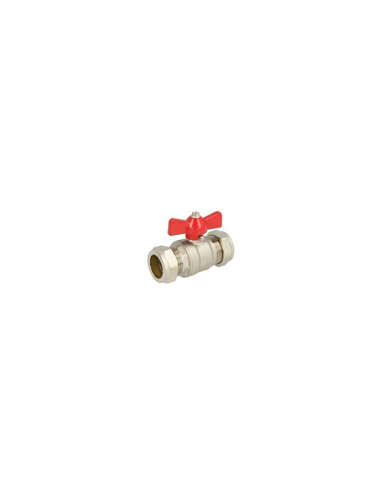 Robinet à bille en laiton avec raccord de serrage des deux côtés Ø 22 mm 