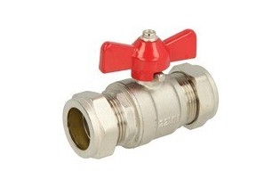 Robinet à bille en laiton avec raccord de serrage des deux côtés Ø 22 mm 