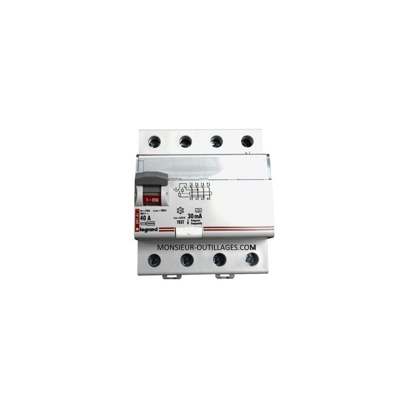 Interrupteur différentiel Legrand 4 mod. 4 pôles, 40A/30mA, 400 V  pas cher chez MONSIEUR-OUTILLAGES.COM